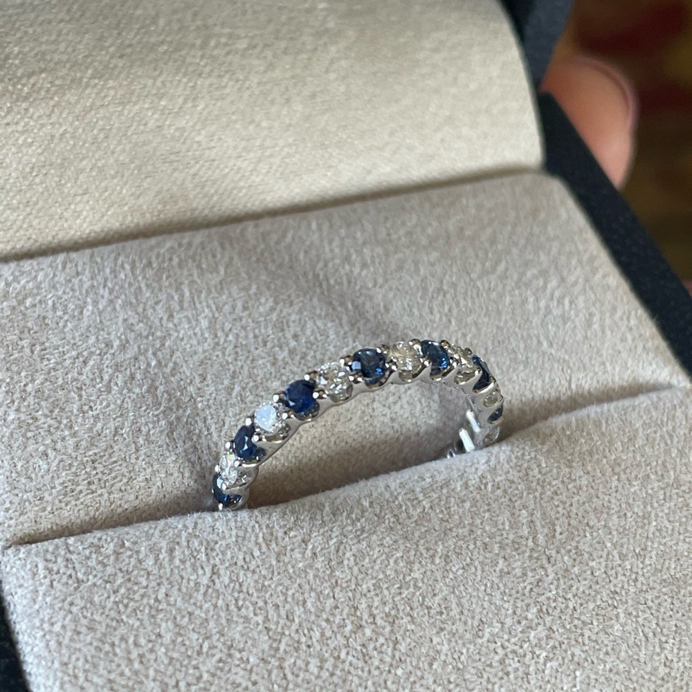 Elegant Blue and Silver Cluster Ring - Picture 3 of 6